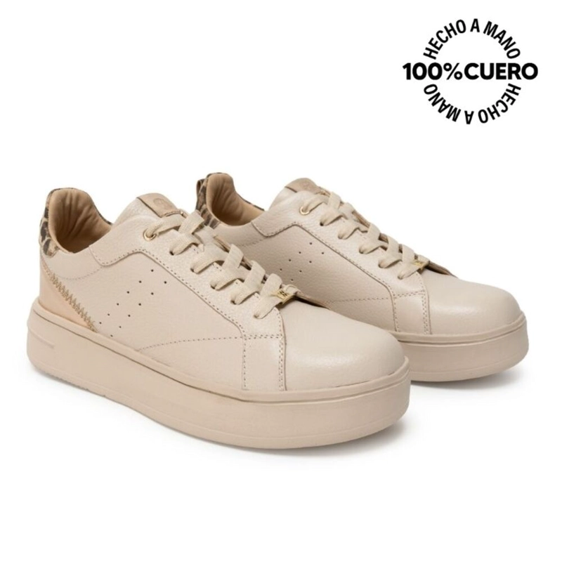 ZAPATILLA CASUAL REC-2515 VAINILLA VIALE CUERO - 4