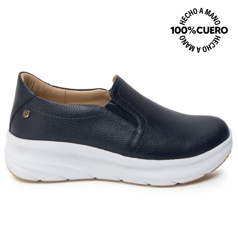 ZAPATO SLIP ON CASUAL REC-2507 AZUL VIALE CUERO - 1