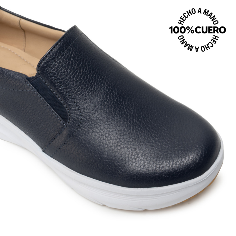 ZAPATO SLIP ON CASUAL REC-2507 AZUL VIALE CUERO - 3