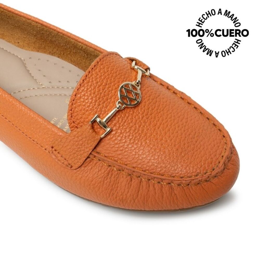 ZAPATO MOCASÍN CASUAL CORE-2510 NARANJA VIALE CUERO - 3