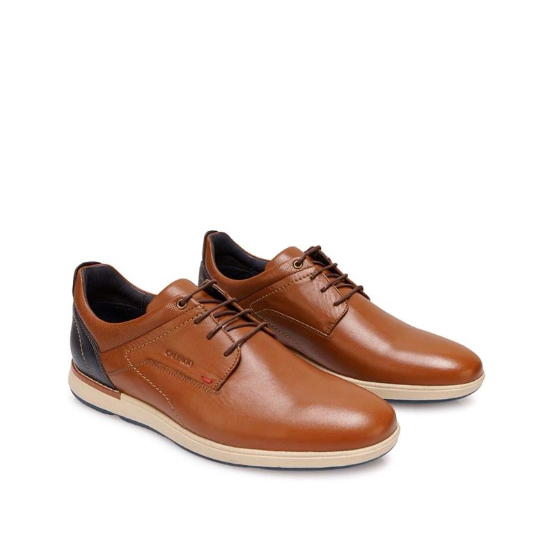 ZAPATO DERBY CASUAL CYV-006 TAN CALIMOD CUERO - 4