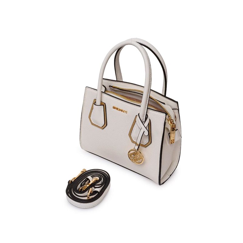 CARTERA BRIGANTI SATCHEL BRI-CM2604 BLANCO/DORADO - 4