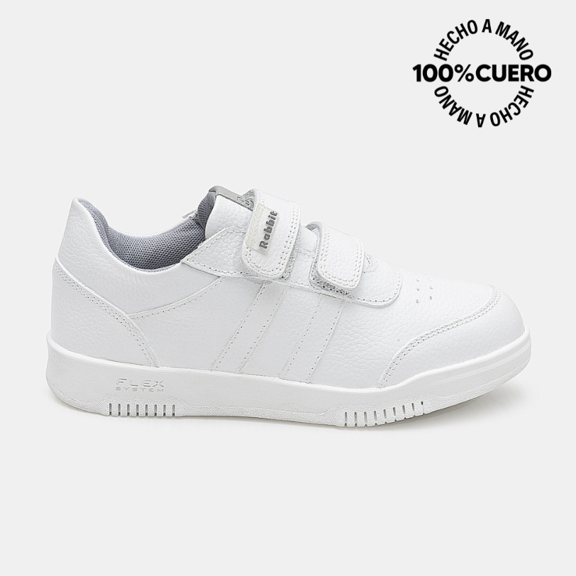 ZAPATILLA ESCOLAR CASUAL ANDREI-2604 BLANCO RABBIT CUERO - 1