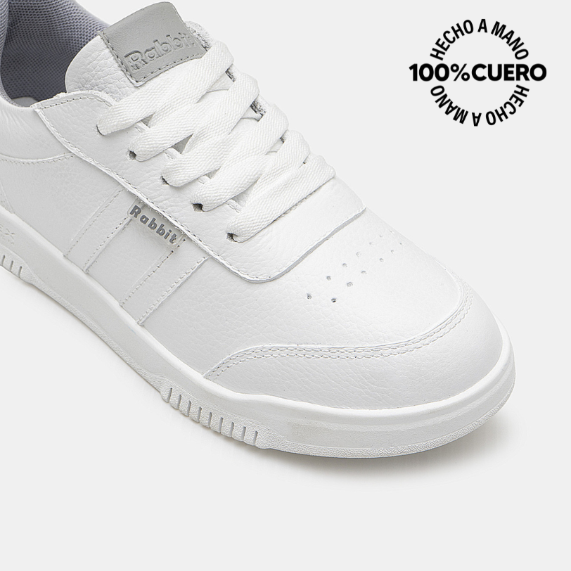 ZAPATILLA ESCOLAR CASUAL ANDREI-2602 BLANCO RABBIT CUERO - 3