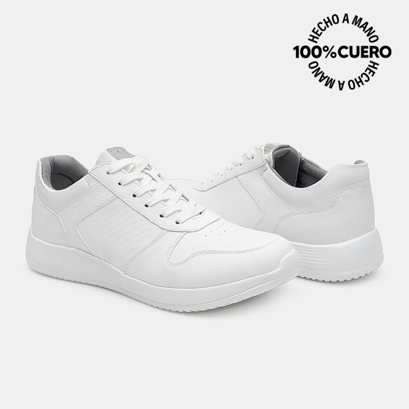 ZAPATILLA ESCOLAR CASUAL JOSE-2601 BLANCO VIALE HOMME CUERO - 2