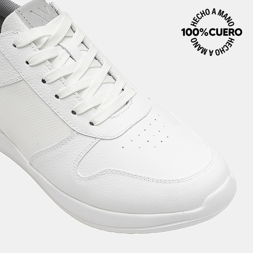 ZAPATILLA ESCOLAR CASUAL JOSE-2601 BLANCO VIALE HOMME CUERO - 3