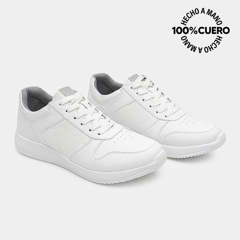 ZAPATILLA ESCOLAR CASUAL JOSE-2601 BLANCO VIALE HOMME CUERO - 4