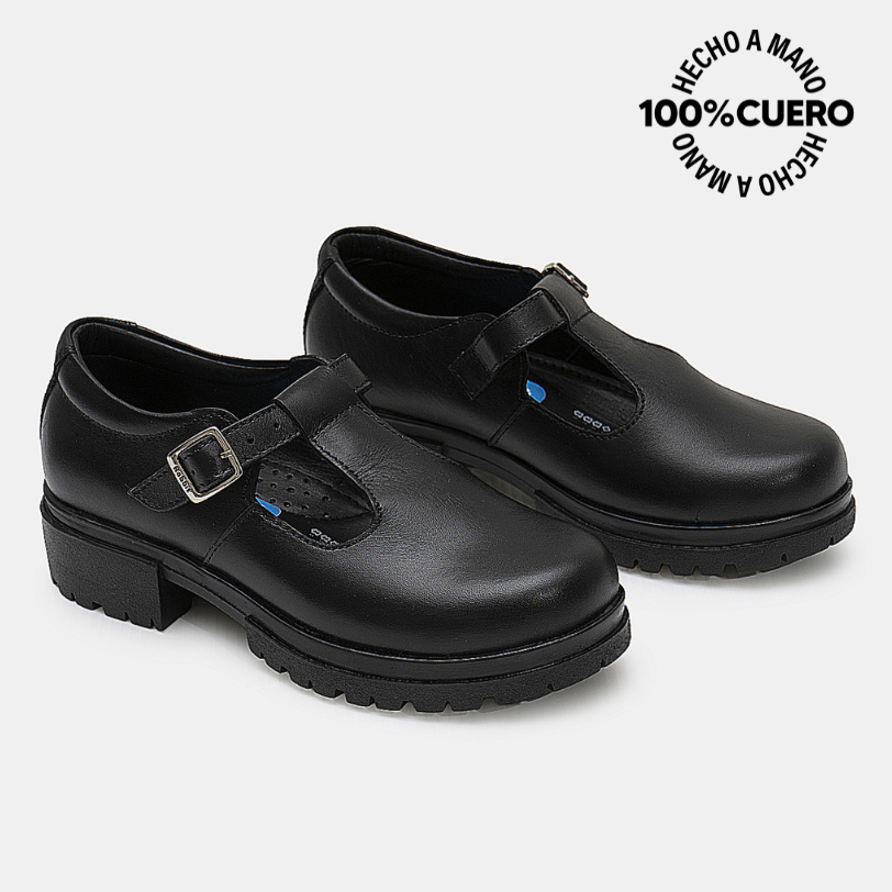 ZAPATO ESCOLAR CASUAL MANA-2604 NEGRO RABBIT CUERO - 4
