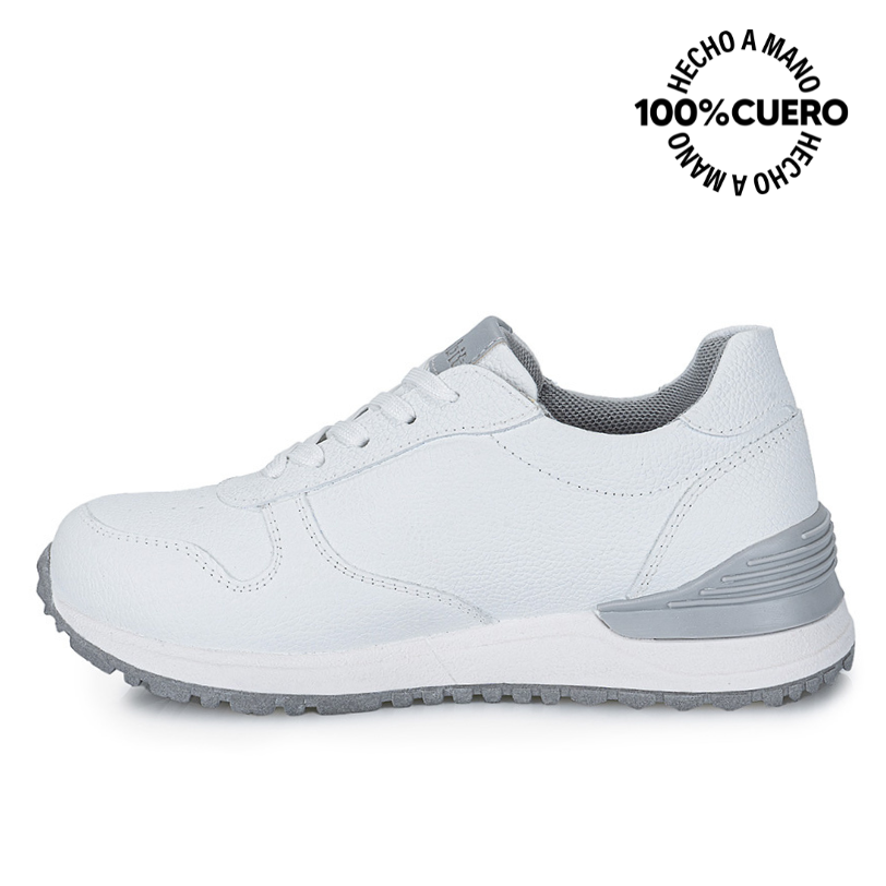 ZAPATILLA ESCOLAR UNISEX CASUAL ANDREI-027 K BLANCO RABBIT CUERO - 2