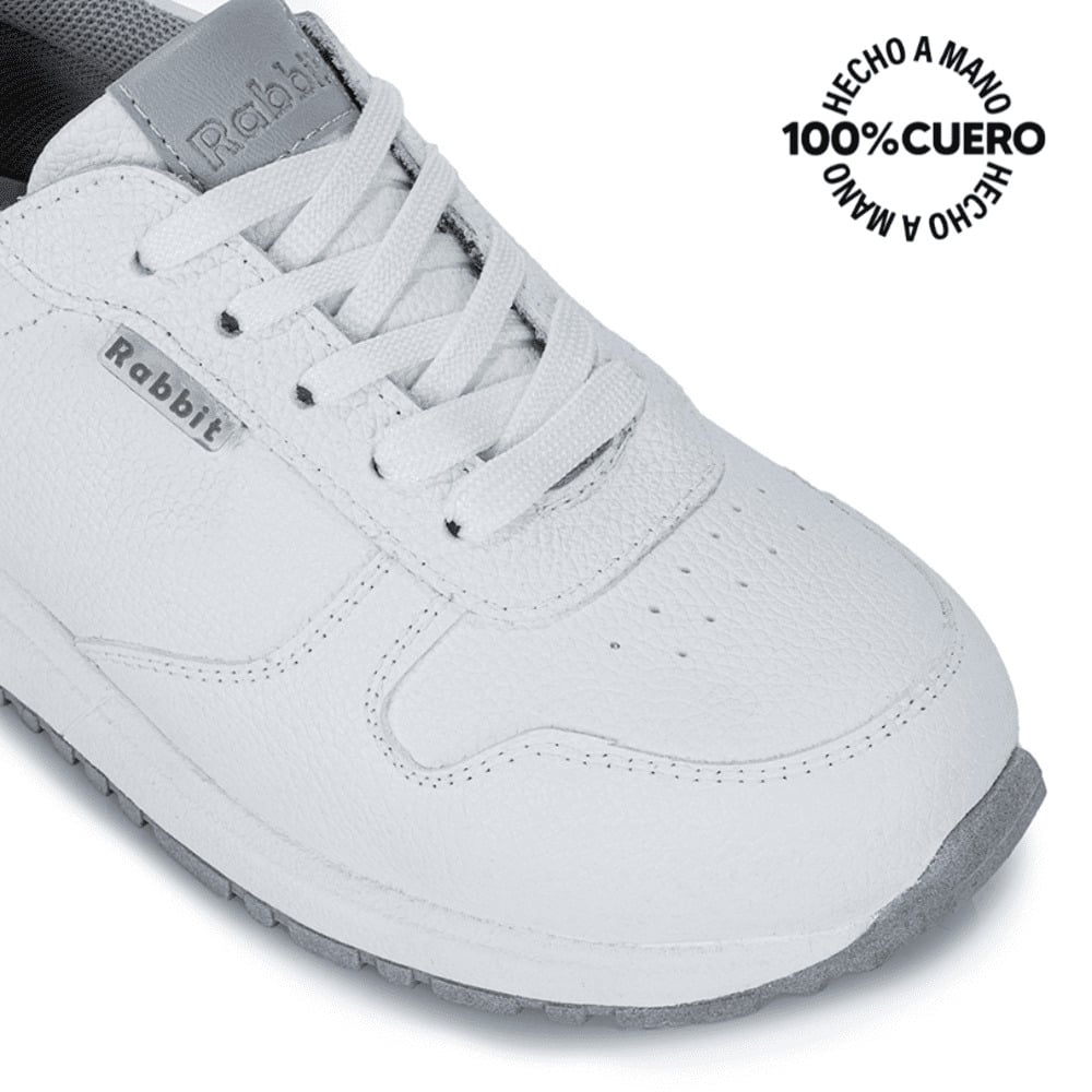 ZAPATILLA ESCOLAR UNISEX CASUAL ANDREI-027 K BLANCO RABBIT CUERO - 3