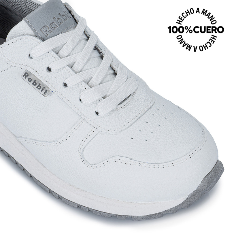 ZAPATILLA ESCOLAR UNISEX CASUAL ANDREI-027 K BLANCO RABBIT CUERO - 3
