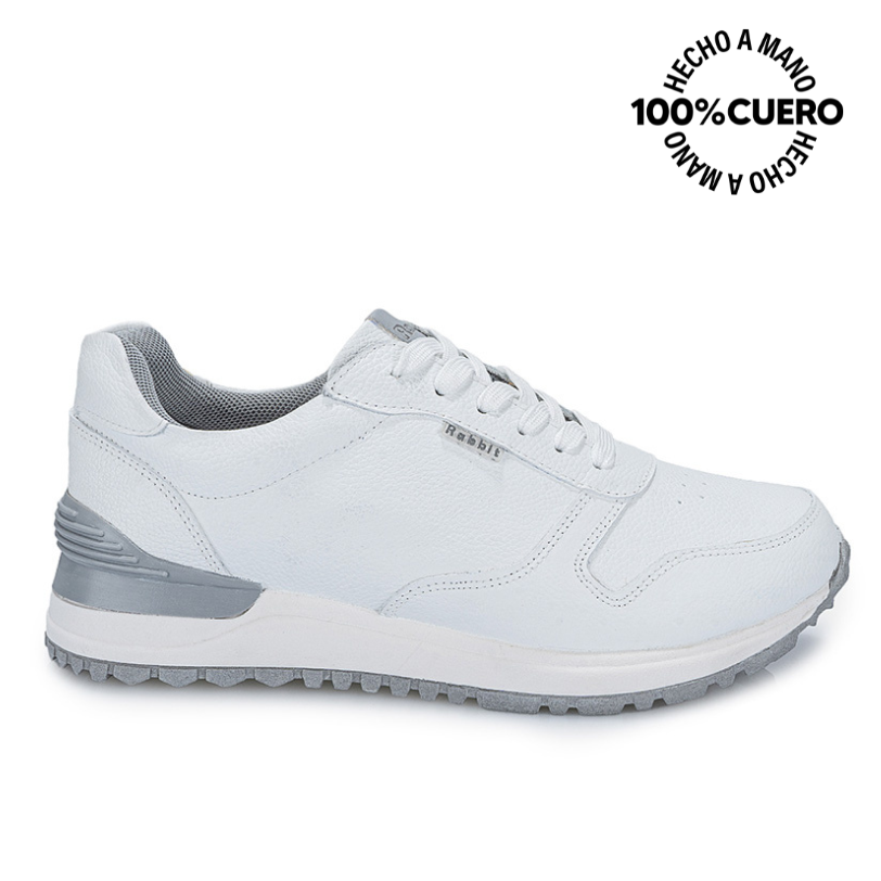 ZAPATILLA ESCOLAR UNISEX CASUAL ANDREI-027 T BLANCO RABBIT CUERO - 1