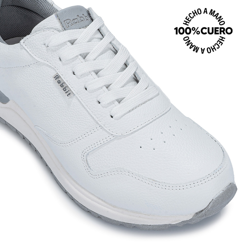 ZAPATILLA ESCOLAR UNISEX CASUAL ANDREI-027 T BLANCO RABBIT CUERO - 3