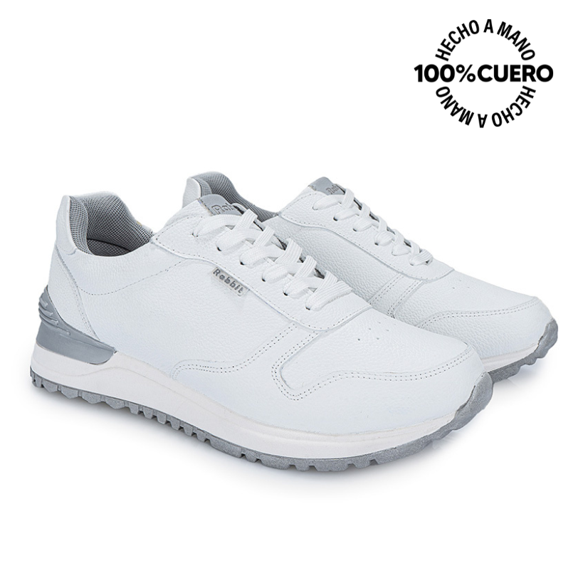 ZAPATILLA ESCOLAR UNISEX CASUAL ANDREI-027 T BLANCO RABBIT CUERO - 4