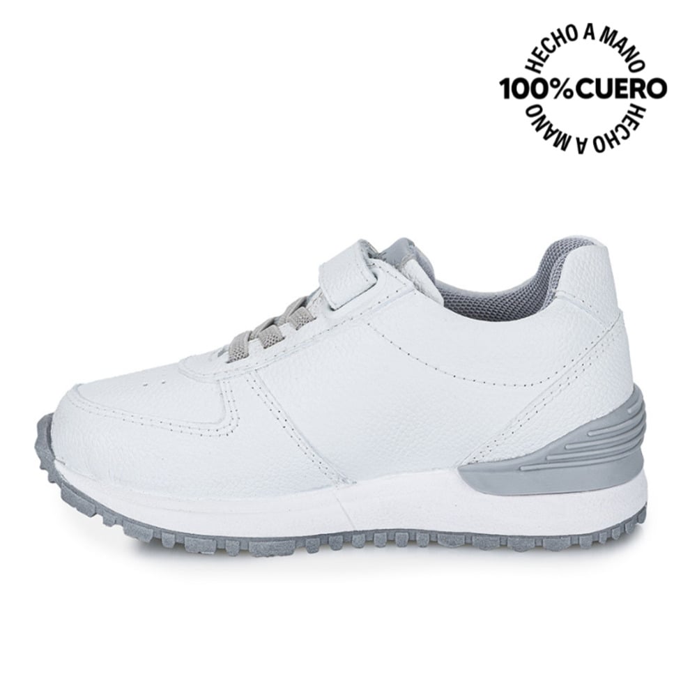 ZAPATILLA ESCOLAR UNISEX BÁSICO ANDREI-025 T BLANCO RABBIT CUERO - 2