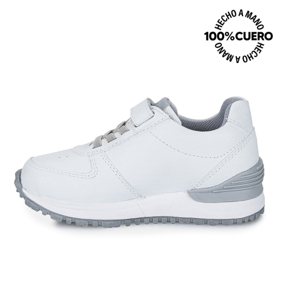 ZAPATILLA ESCOLAR UNISEX BÁSICO ANDREI-025 T BLANCO RABBIT CUERO - 2