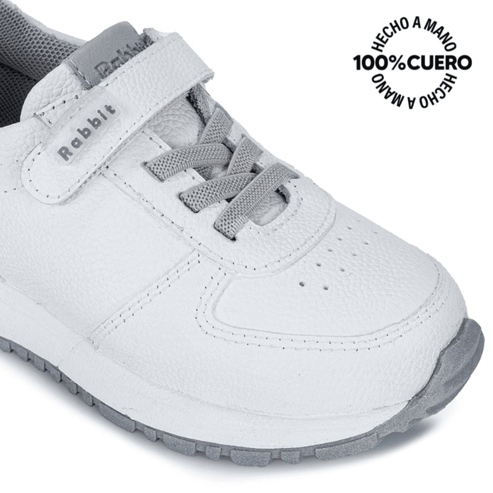 ZAPATILLA ESCOLAR UNISEX BÁSICO ANDREI-025 T BLANCO RABBIT CUERO - 3