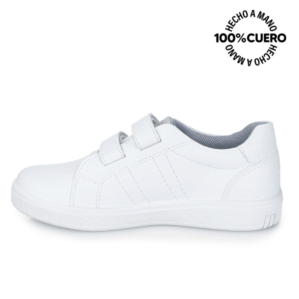 ZAPATILLA ESCOLAR UNISEX CASUAL ANGEL-078 K BLANCO RABBIT CUERO - 2