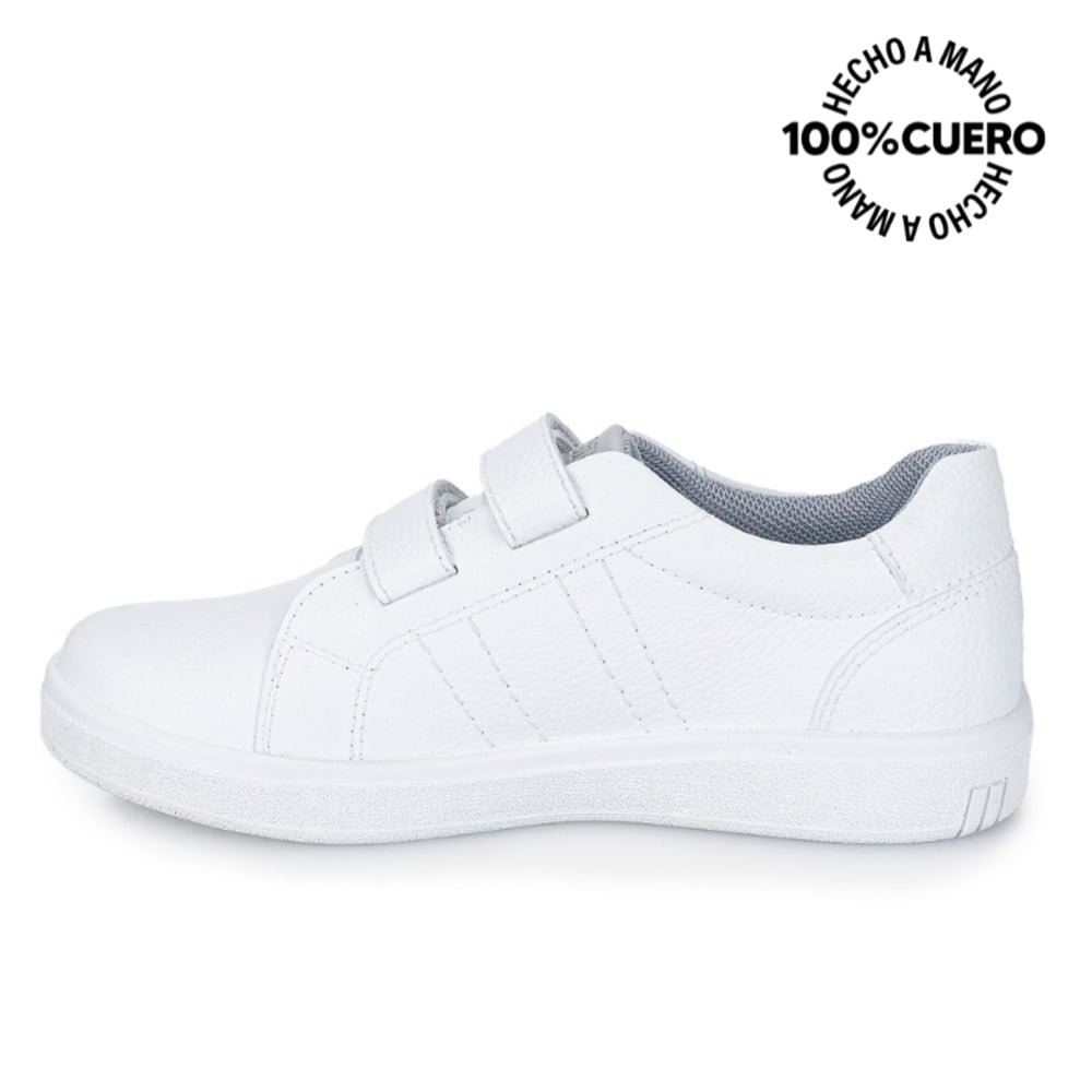 ZAPATILLA ESCOLAR UNISEX CASUAL ANGEL-078 K BLANCO RABBIT CUERO - 2