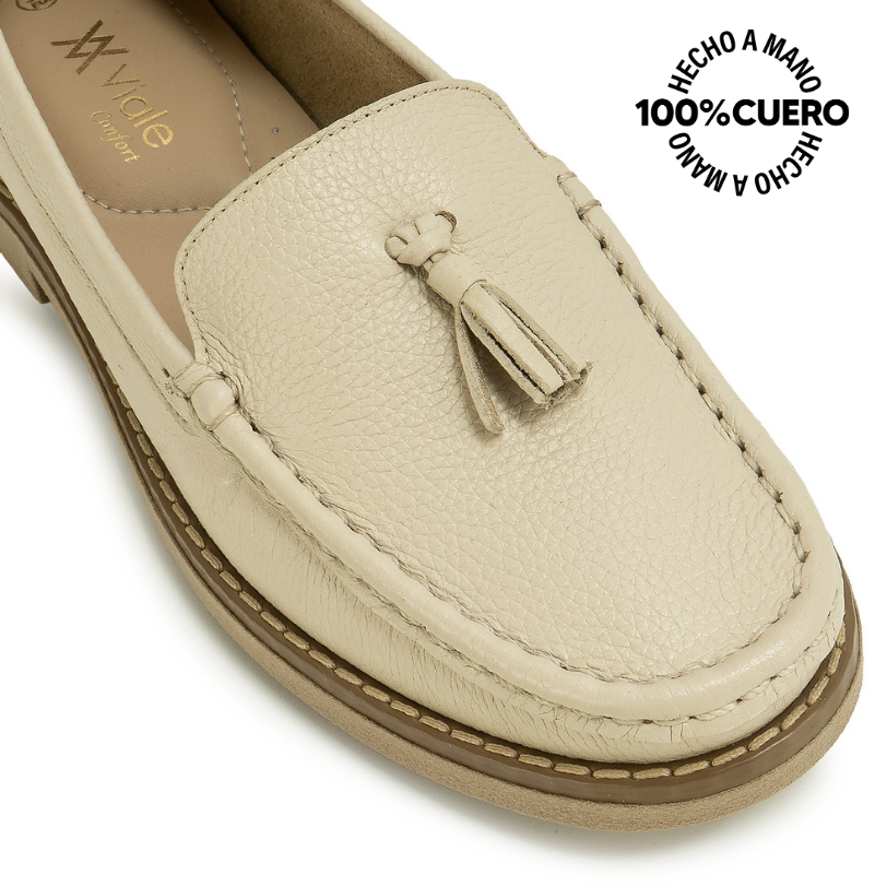 ZAPATO MOCASÍN AVE-2614 VAINILLA VIALE CUERO - 3