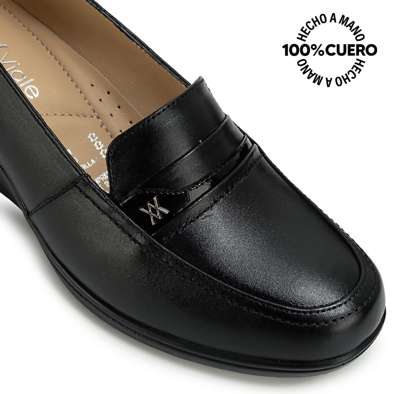 ZAPATO MOCASÍN LE-2614 NEGRO VIALE CUERO - 3