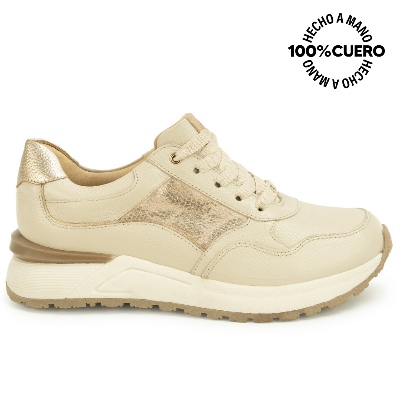 ZAPATILLA BASICO TERI-2601 MARFIL VIALE CUERO - 1
