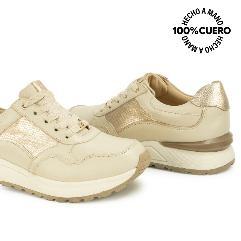 ZAPATILLA BASICO TERI-2601 MARFIL VIALE CUERO - 2