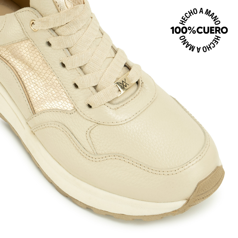 ZAPATILLA BASICO TERI-2601 MARFIL VIALE CUERO - 3