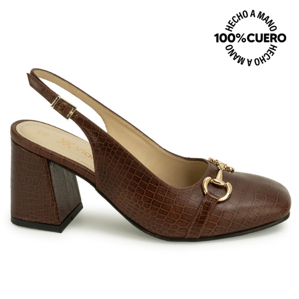 ZAPATO MEDIA ESTACION STILETTO ROSY-2603 TABACO VIALE CUERO - 2
