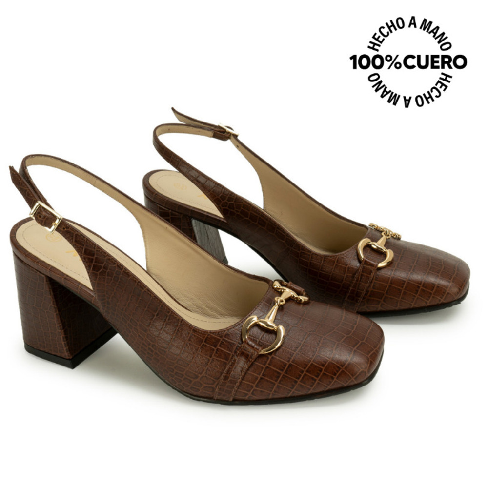 ZAPATO MEDIA ESTACION STILETTO ROSY-2603 TABACO VIALE CUERO - 5