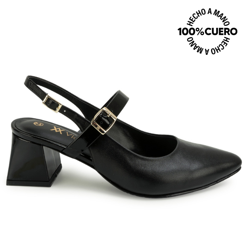 ZAPATO MEDIA ESTACION STILETTO TATI-2660 NEGRO VIALE CUERO - 1