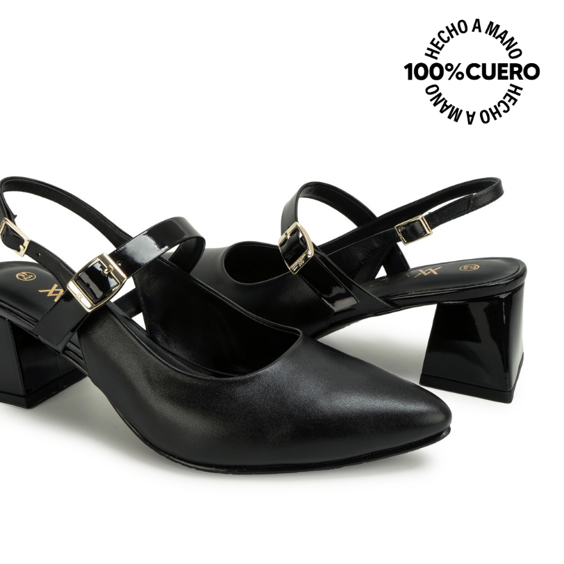 ZAPATO MEDIA ESTACION STILETTO TATI-2660 NEGRO VIALE CUERO - 2