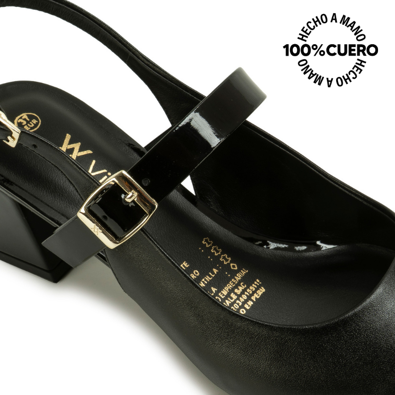 ZAPATO MEDIA ESTACION STILETTO TATI-2660 NEGRO VIALE CUERO - 3