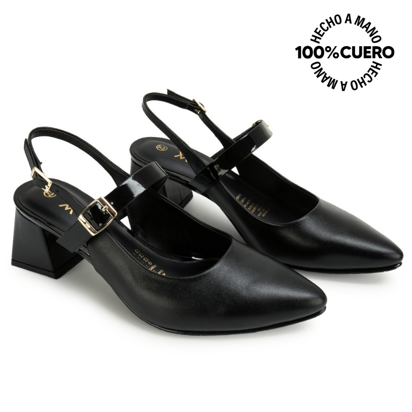 ZAPATO MEDIA ESTACION STILETTO TATI-2660 NEGRO VIALE CUERO - 4