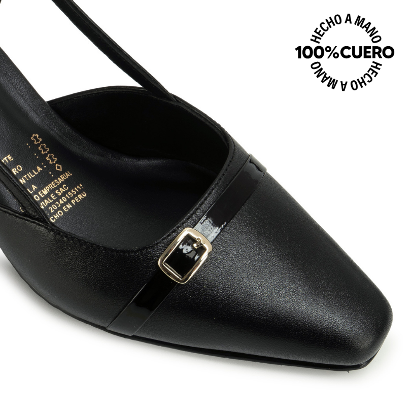ZAPATO MEDIA ESTACION STILETTO TATI-2662 NEGRO VIALE CUERO - 3