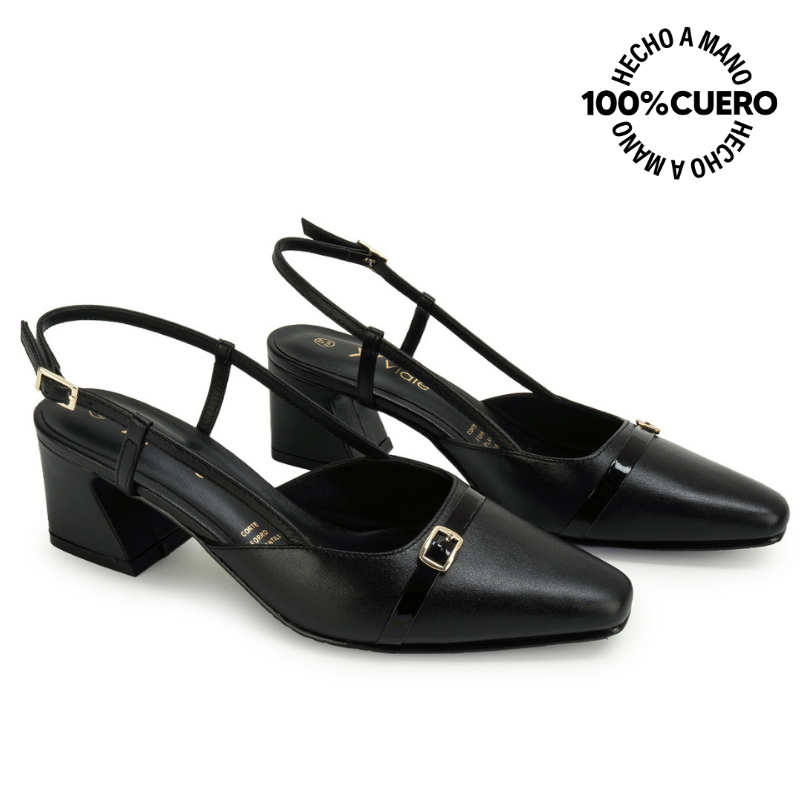 ZAPATO MEDIA ESTACION STILETTO TATI-2662 NEGRO VIALE CUERO - 4