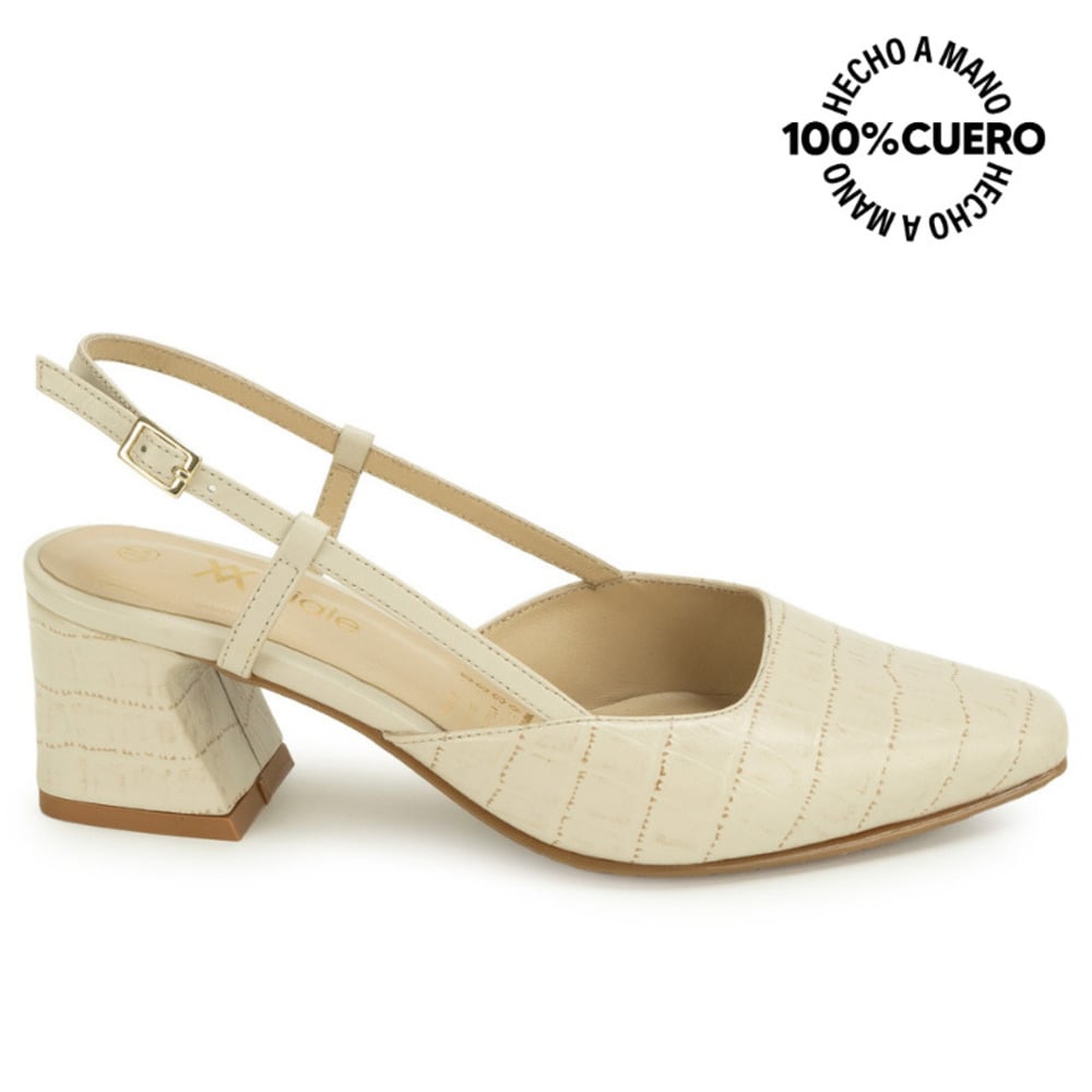 ZAPATO MEDIA ESTACION STILETTO TATI-2669 OFF WHITE VIALE CUERO - 2