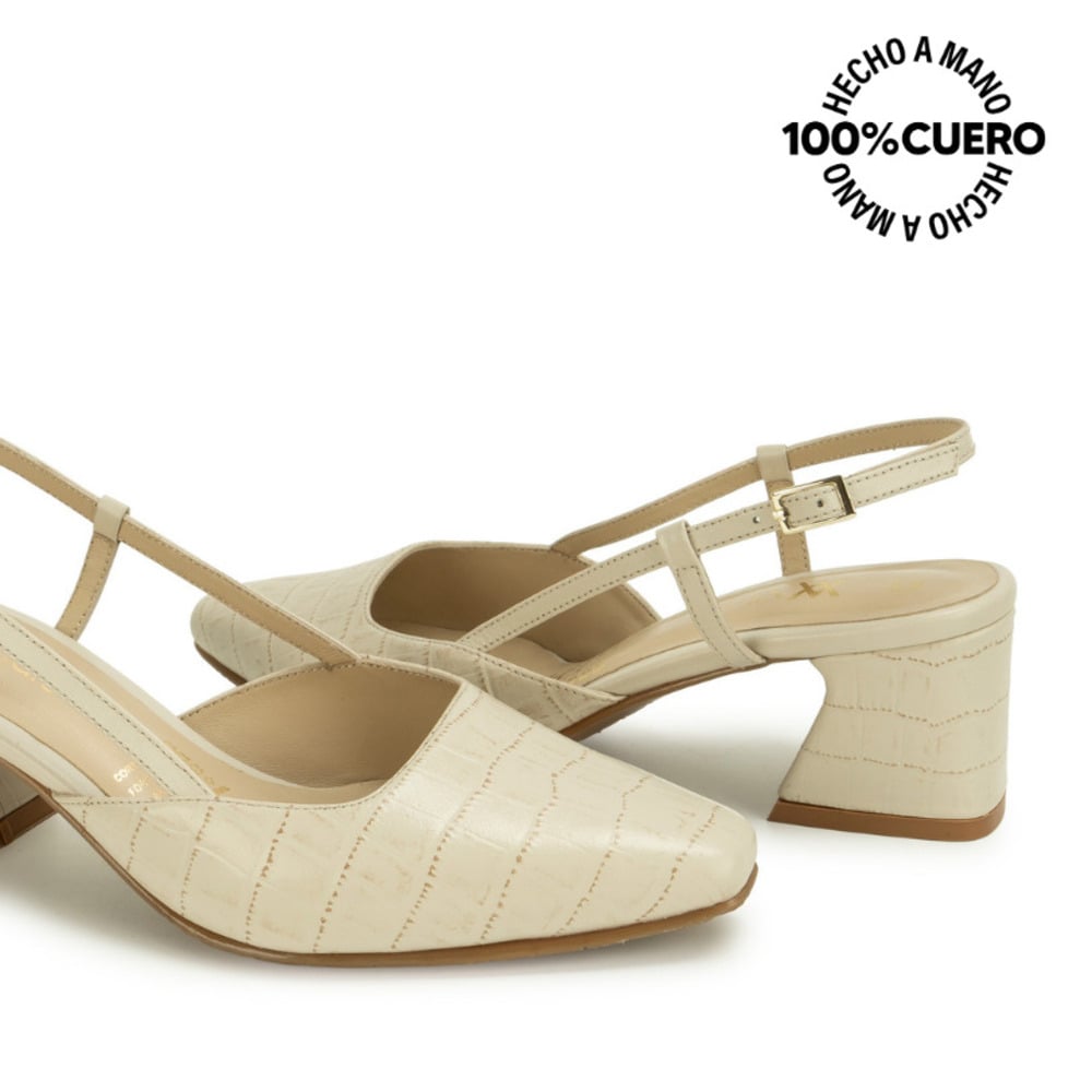 ZAPATO MEDIA ESTACION STILETTO TATI-2669 OFF WHITE VIALE CUERO - 3