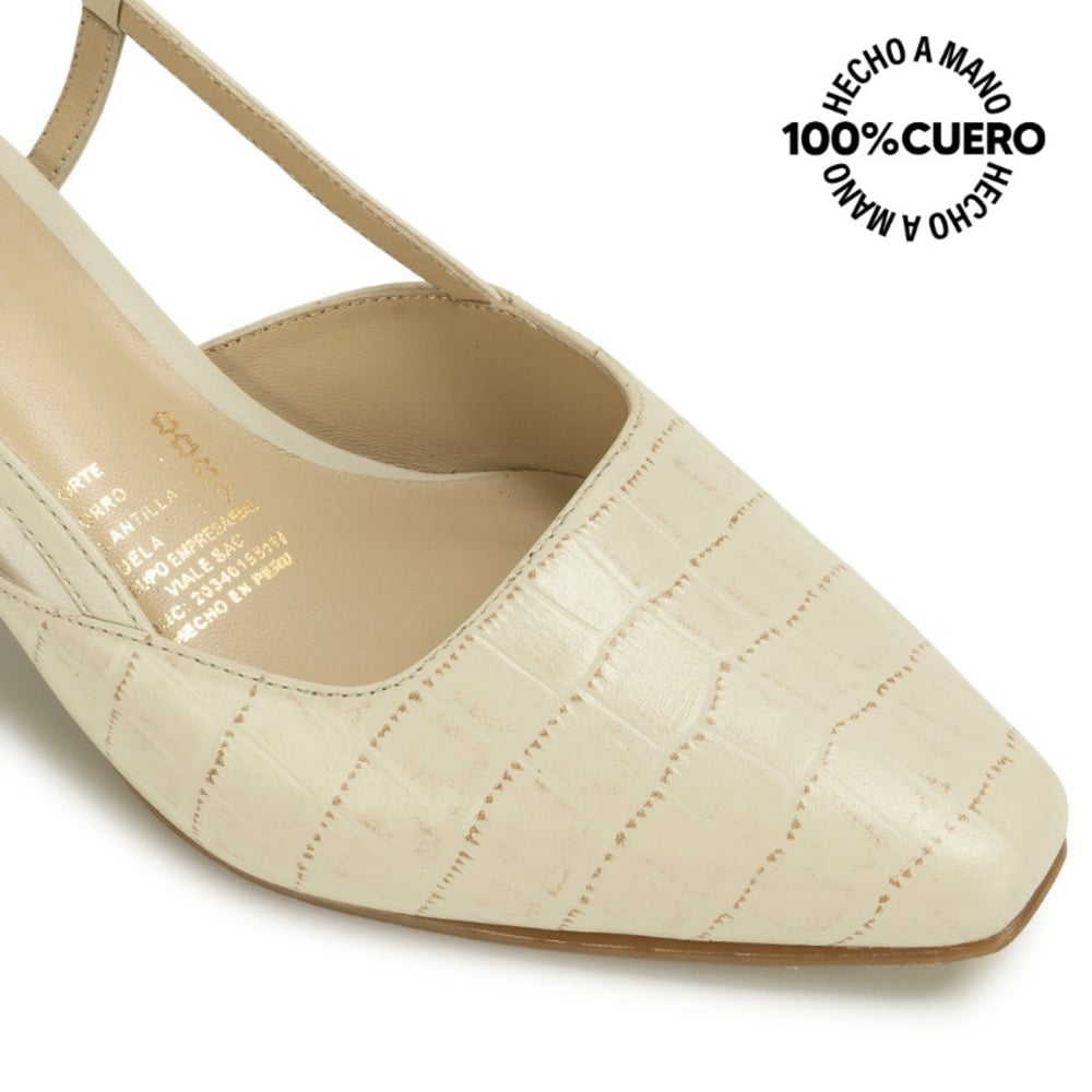 ZAPATO MEDIA ESTACION STILETTO TATI-2669 OFF WHITE VIALE CUERO - 4
