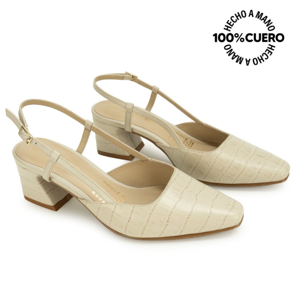 ZAPATO MEDIA ESTACION STILETTO TATI-2669 OFF WHITE VIALE CUERO - 5