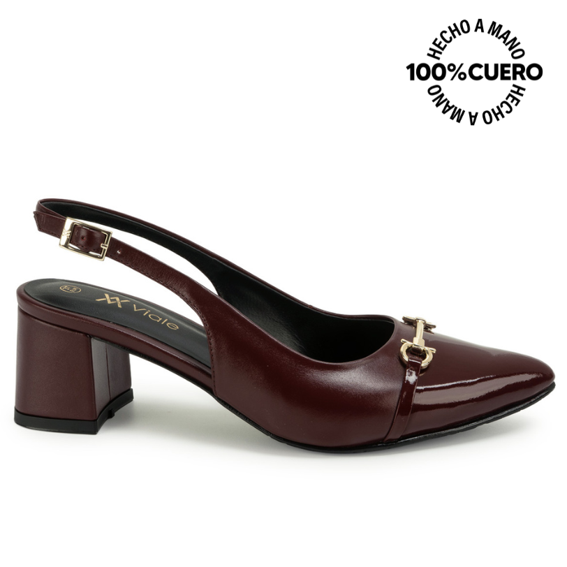 ZAPATO MEDIA ESTACION STILETTO TATI-2661 BURGUNDY VIALE CUERO - 1