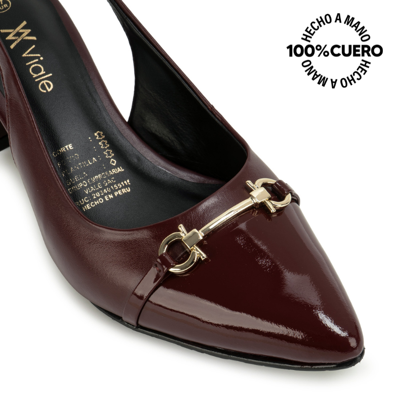 ZAPATO MEDIA ESTACION STILETTO TATI-2661 BURGUNDY VIALE CUERO - 3