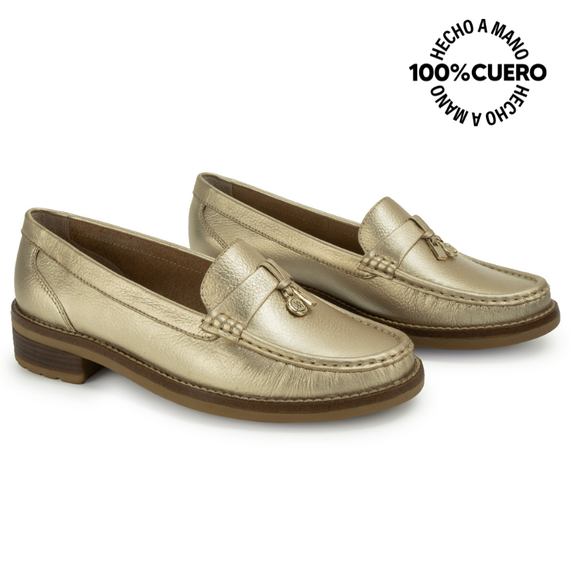 ZAPATO MOCASÍN DENI-2623 CHAMPAGNE VIALE CUERO - 4