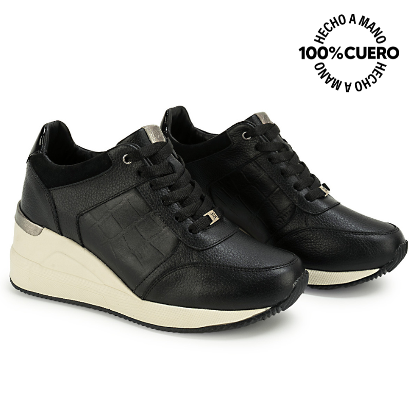 ZAPATILLA BASICO REC-2605 NEGRO VIALE CUERO - 4