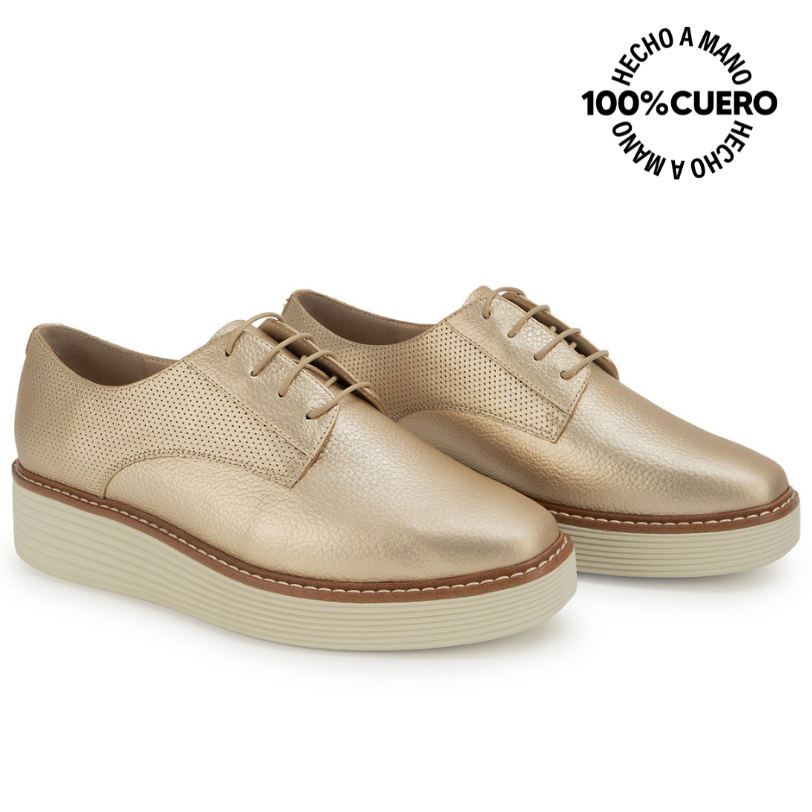 ZAPATO OXFORD TATI-2631 CHAMPAGNE VIALE CUERO - 4