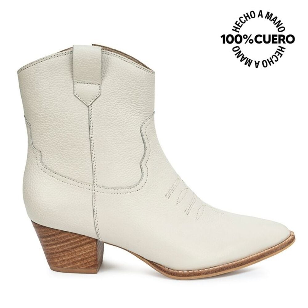 BOTIN TEXANA LUCY-2601 MARFIL CUERO VIALE - 2