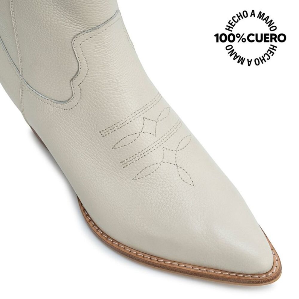 BOTIN TEXANA LUCY-2601 MARFIL CUERO VIALE - 4
