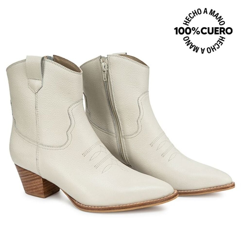 BOTIN TEXANA LUCY-2601 MARFIL CUERO VIALE - 5