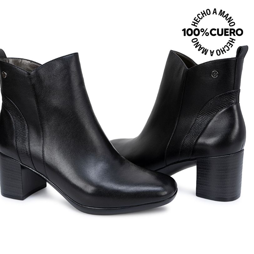 BOTIN BASICO DAYA-2612 NEGRO CUERO VIALE - 2