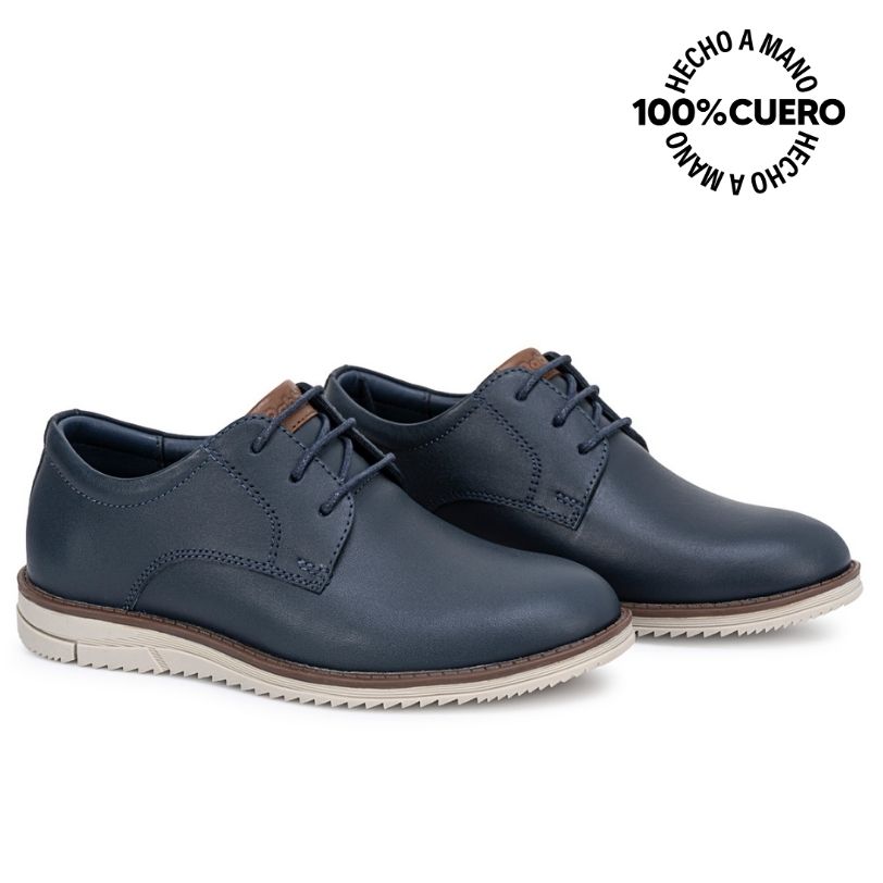 ZAPATO DERBY ANGEL-2635 AZUL CUERO RABBIT - 4
